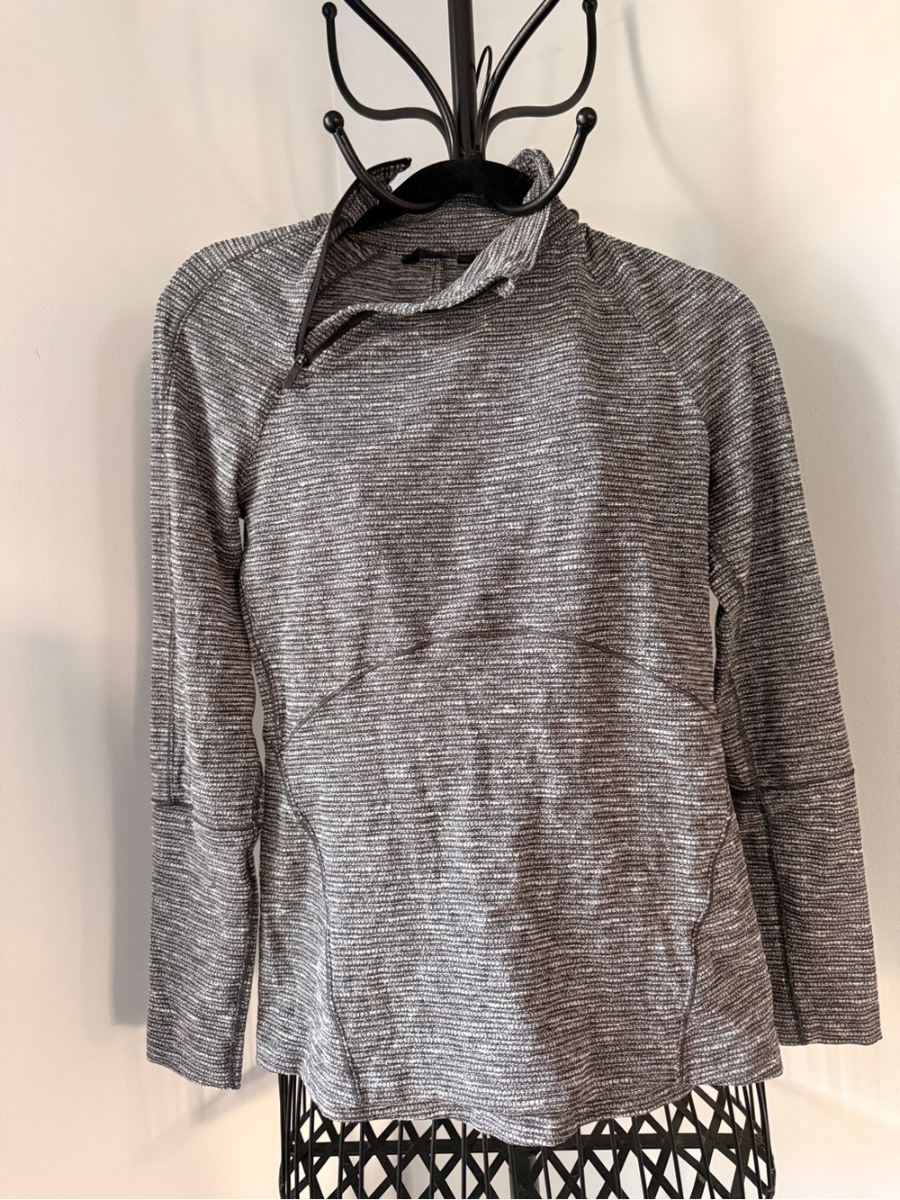 lululemon athletica Gray Striped Quarter-Zip Long Sleeve Pullover